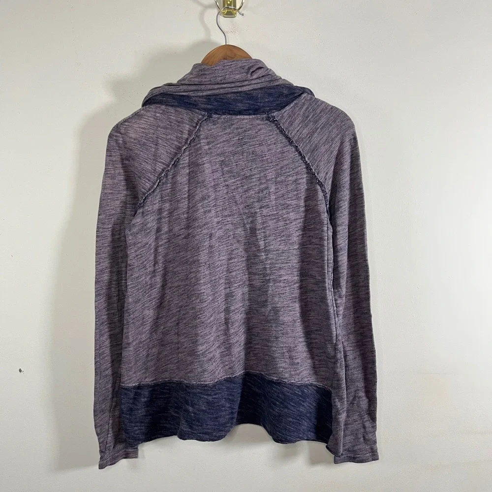 Free‎ People Beach Cocoon Cowl Neck Pullover Sweater Heathered Purple Cotton Sm